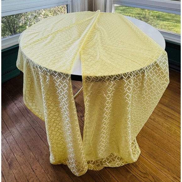 Vintage 70s shower curtains, bright yellow, diamond geometric pattern, sheer - Picture 2 of 7